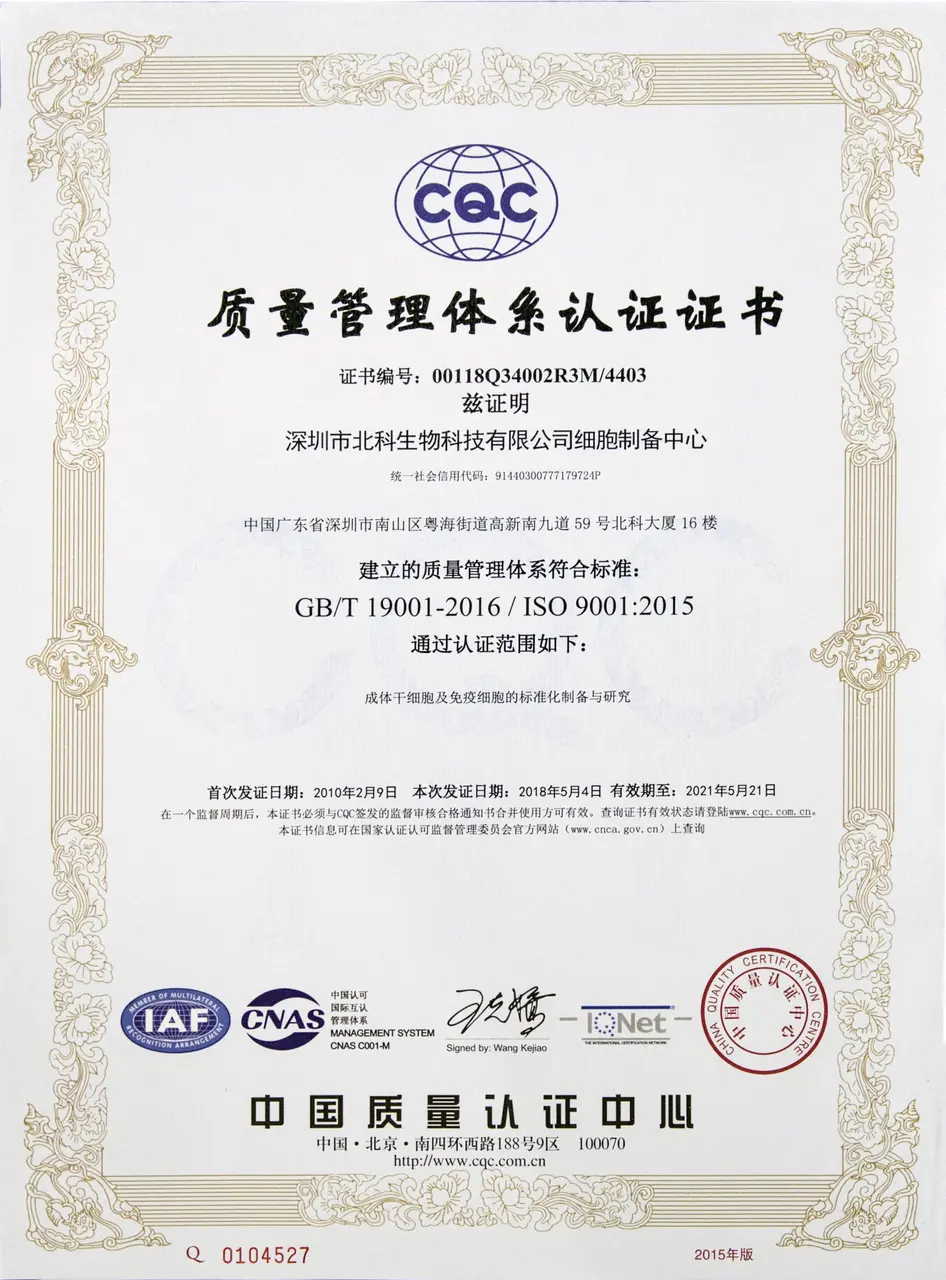 ISO 9001 quality management certificate